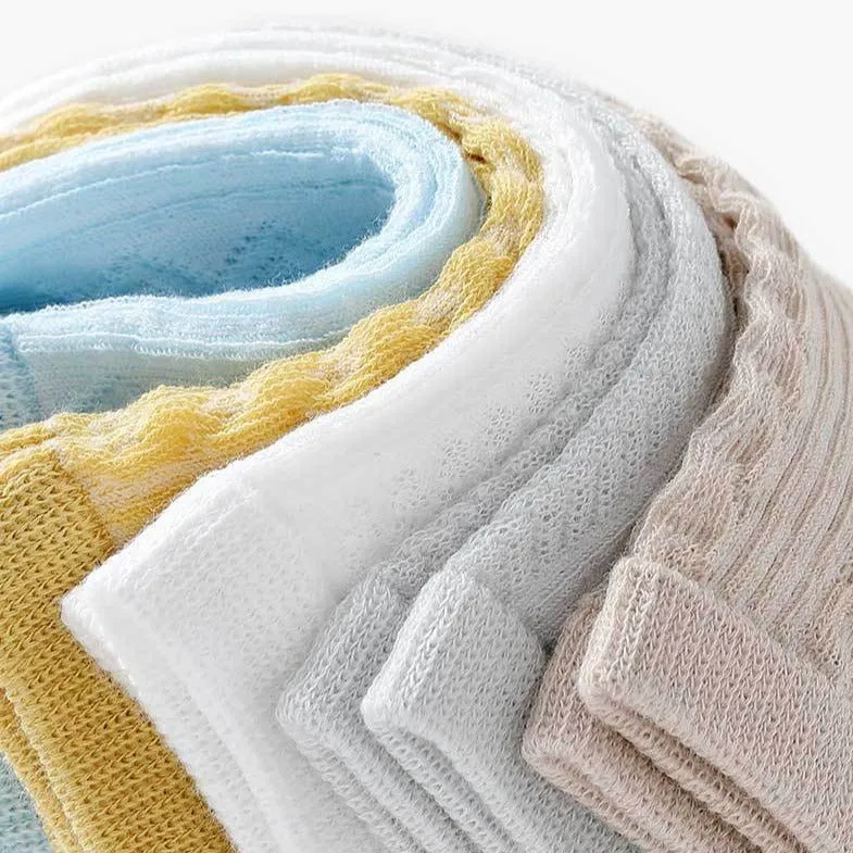 5 Pairs Cotton Mesh Breathable Socks for 1-12 Years Old