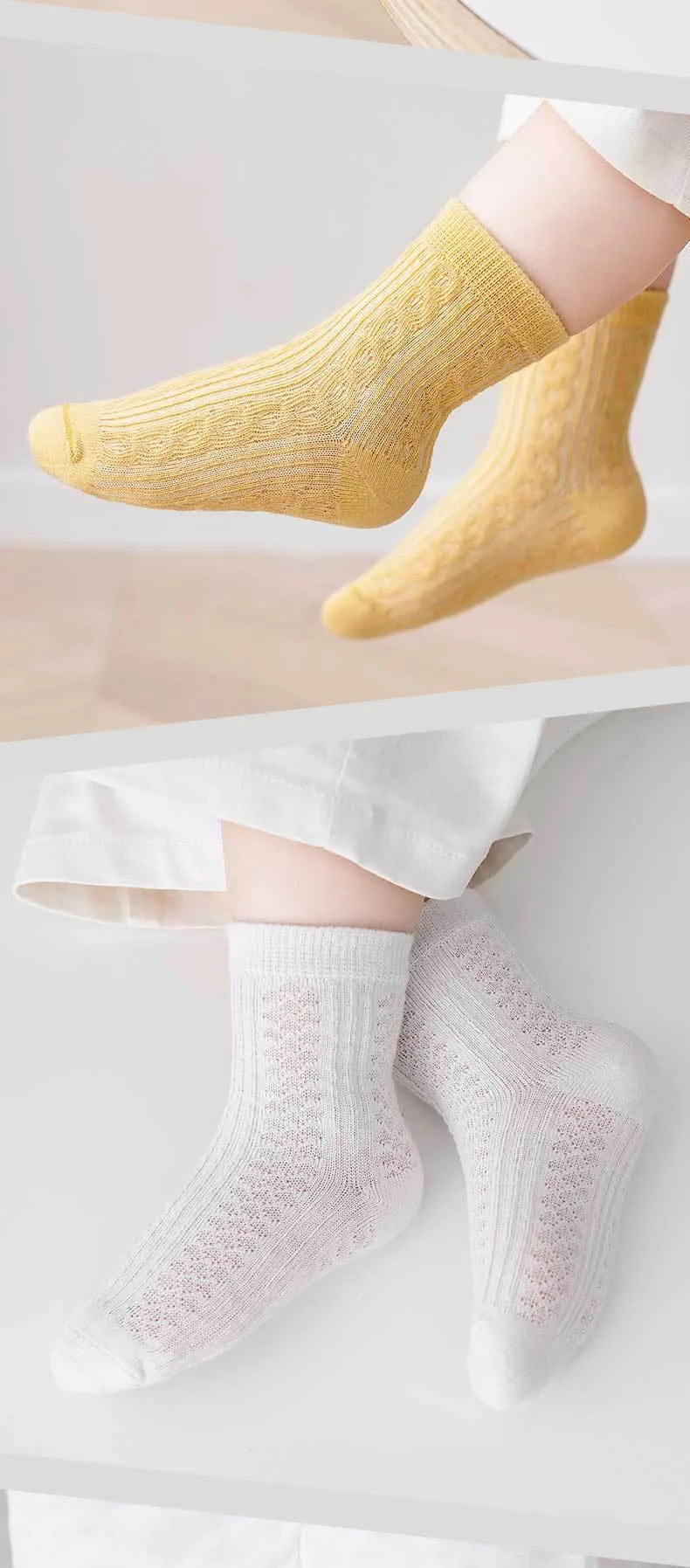 5 Pairs Cotton Mesh Breathable Socks for 1-12 Years Old
