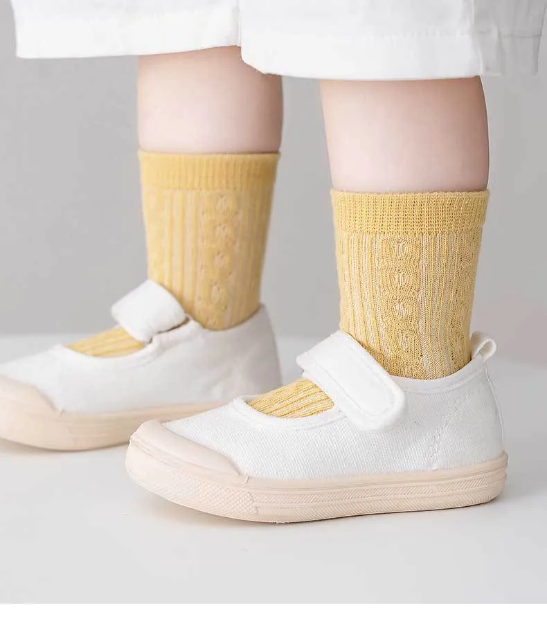 5 Pairs Cotton Mesh Breathable Socks for 1-12 Years Old