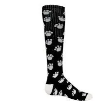 Black and White Paw Prints Athletic Knee High Socks (Small)
