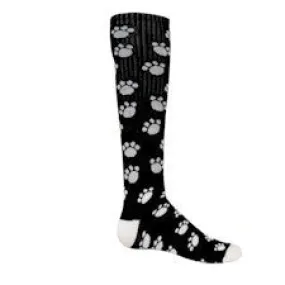 Black and White Paw Prints Athletic Knee High Socks (Small)