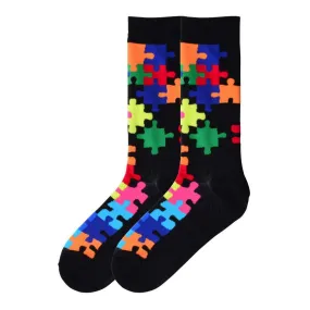 Extended Size Jigsaw Puzzle Socks (Men's)