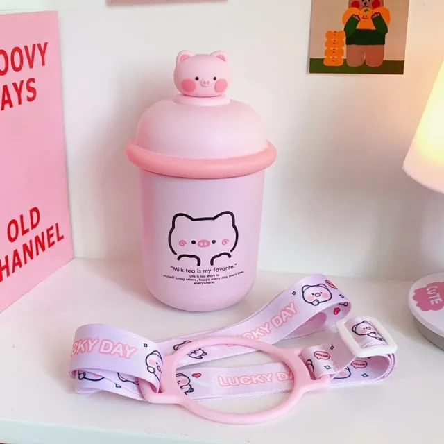 Kawaii Pink Pig Thermos 350ml