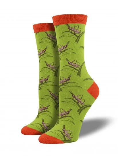 Lawn Green Grasshopper Bamboo Socks (Women's)