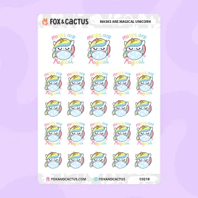 Masks are Magical Unicorn Stickers