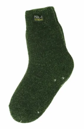 Polar Extreme Boy's Insulated Thermal Striped Crew Socks Green Black Marled