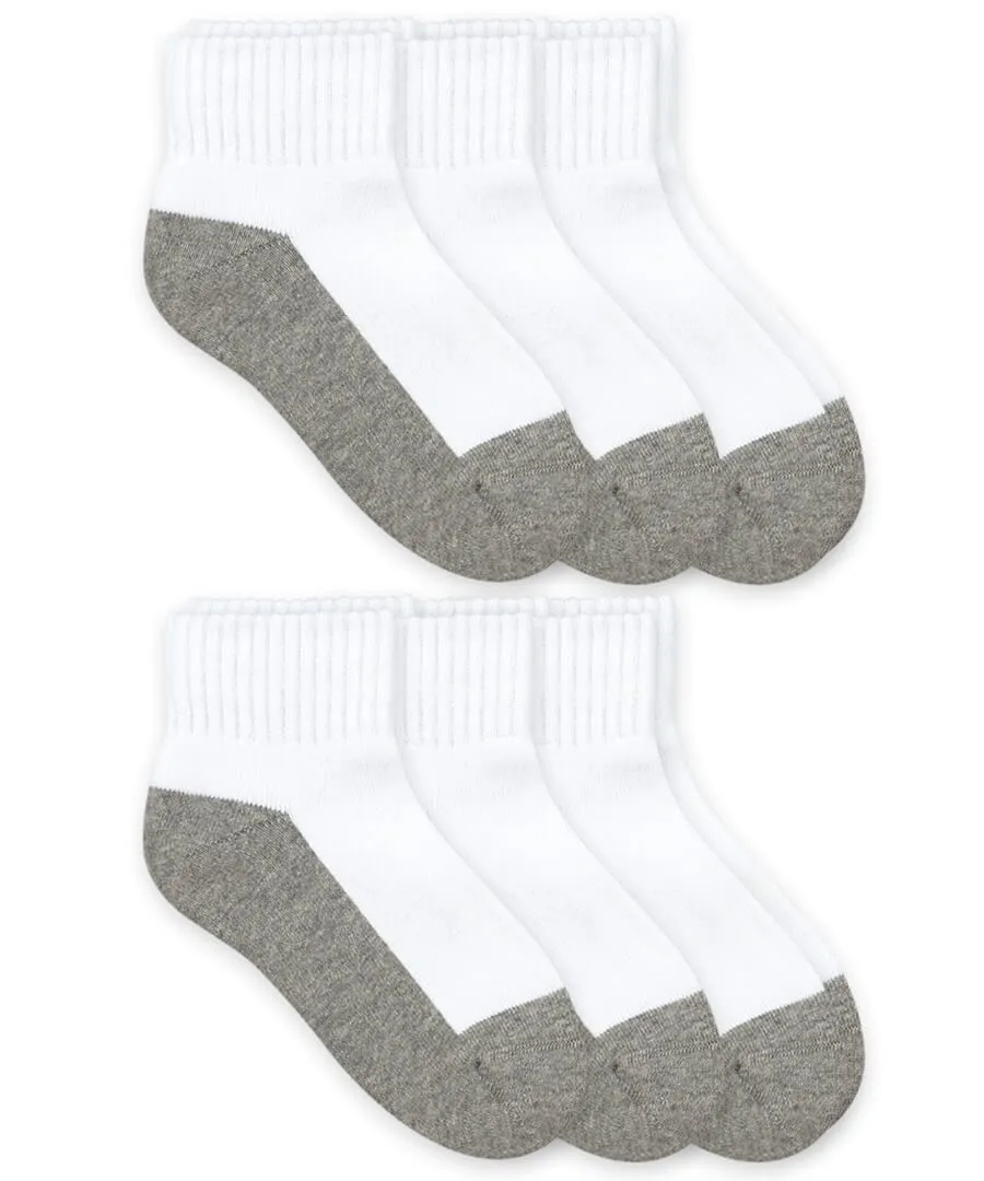 White Grey Smooth Toe Sport Socks 6-pack